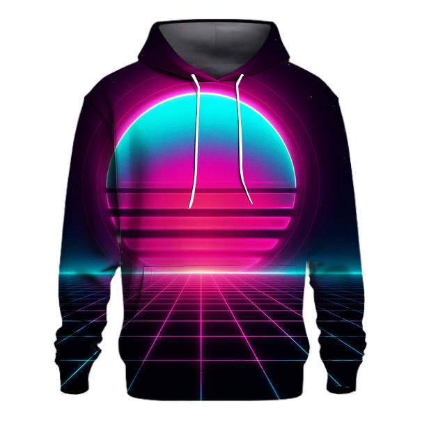 Neon Grid Horizon printed hoodies