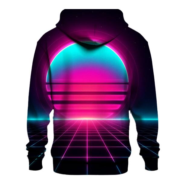 Neon Grid Horizon printed hoodies
