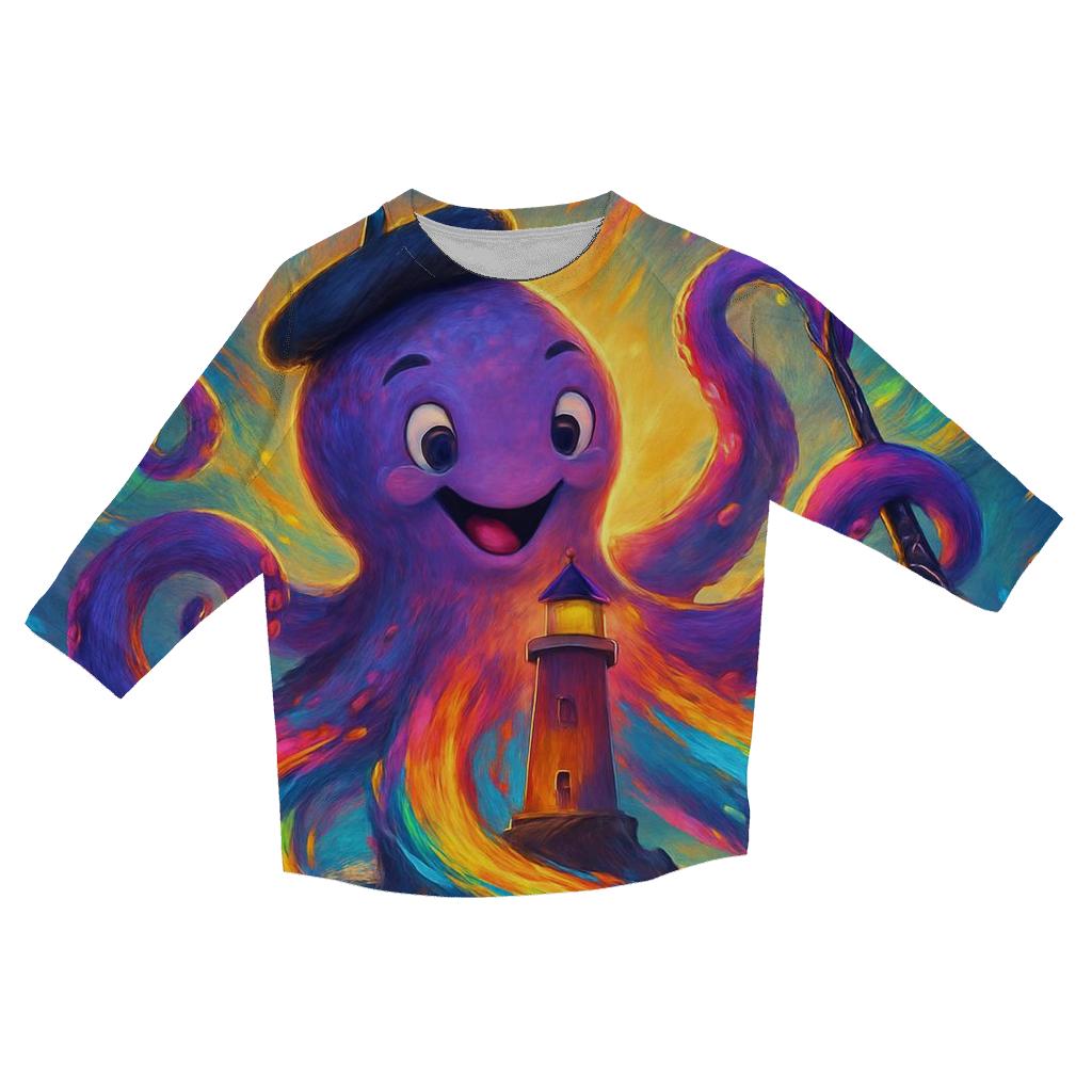 Polychrome Lighthouse Kraken fashion 3/4 sleeve shirts