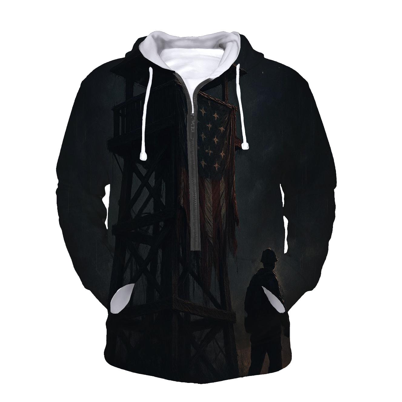 Stars And Stripes Watchtower printed hoodies