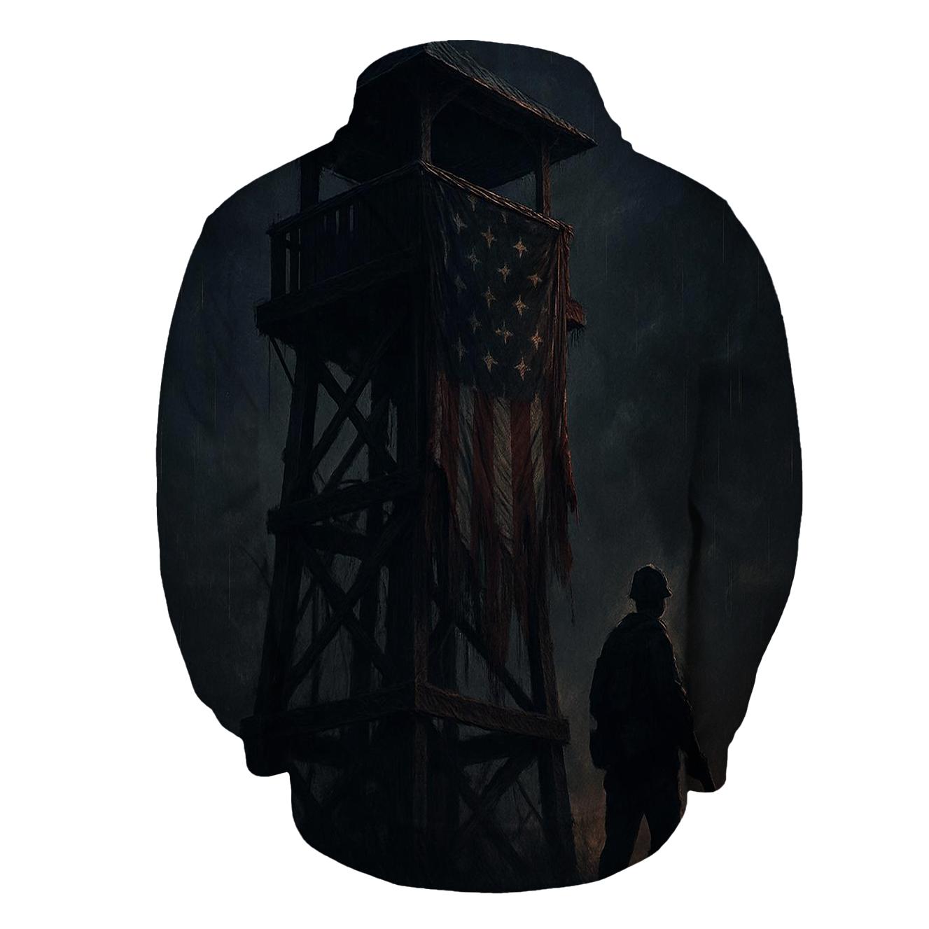 Stars And Stripes Watchtower printed hoodies