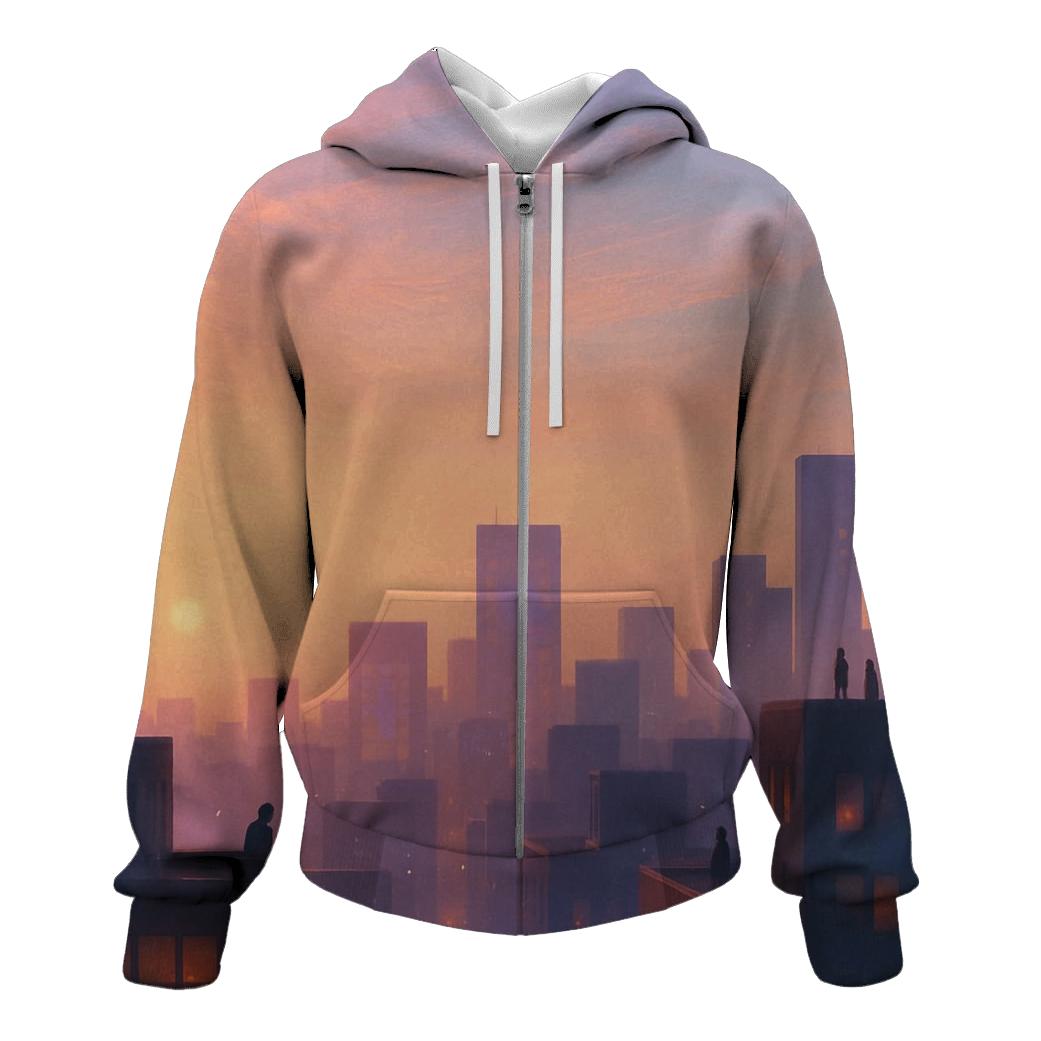 Lavender City Silhouette printed hoodies