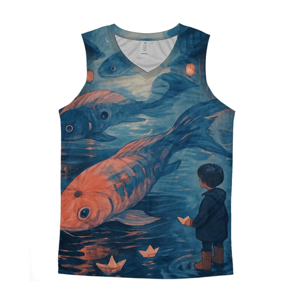 Paper Umbrella Koi cotton sleeveless tops