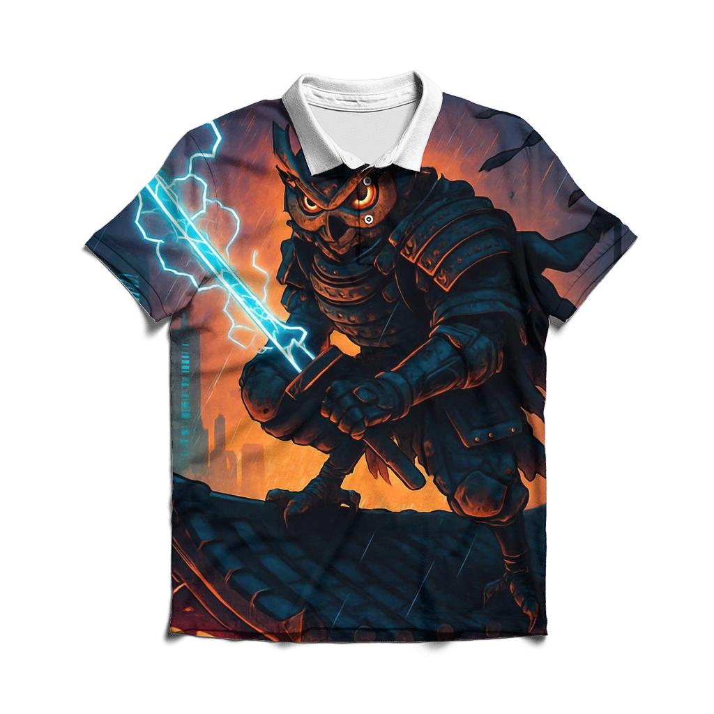 Voltage Samurai Owl embroidered polo tops