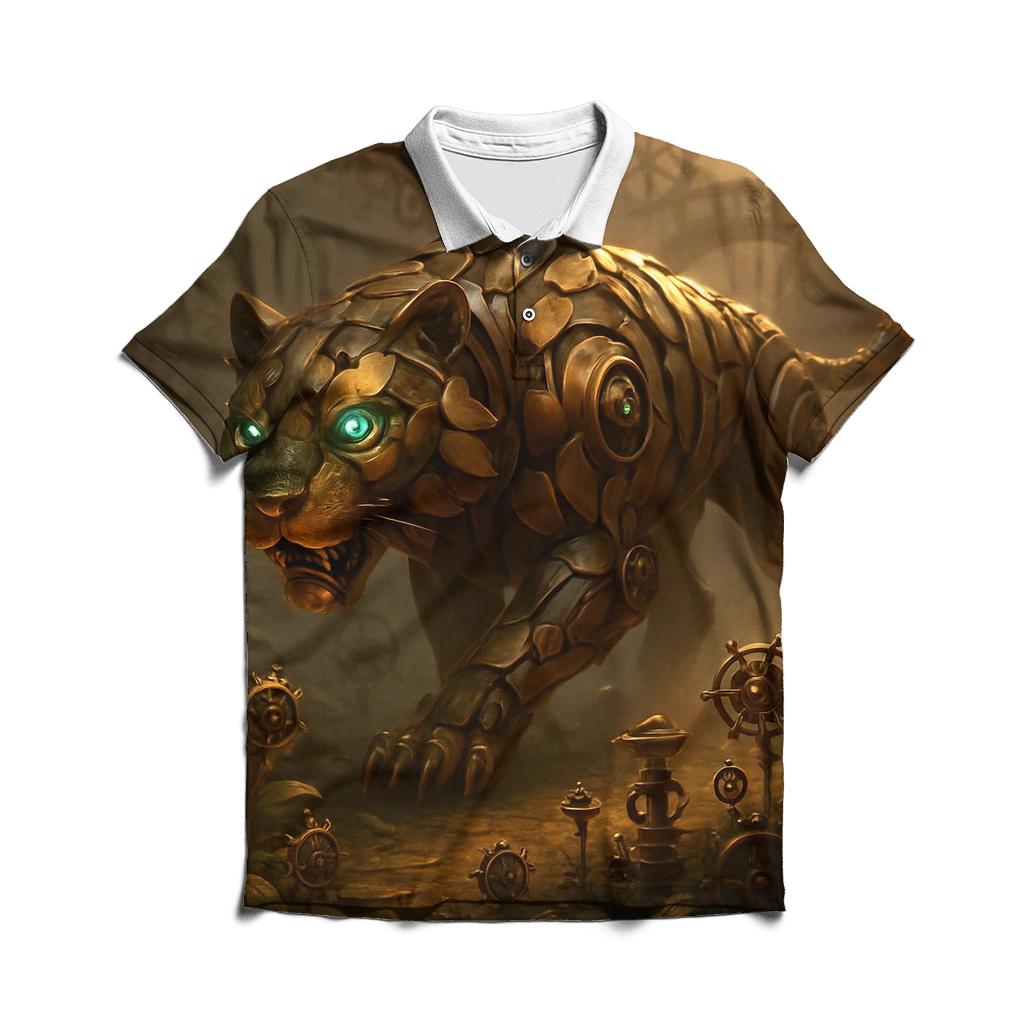 Mechanical Bloom Tiger branded logo polo shirts