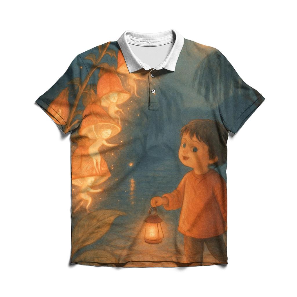 Flicker Lantern Foxglove branded logo polo shirts