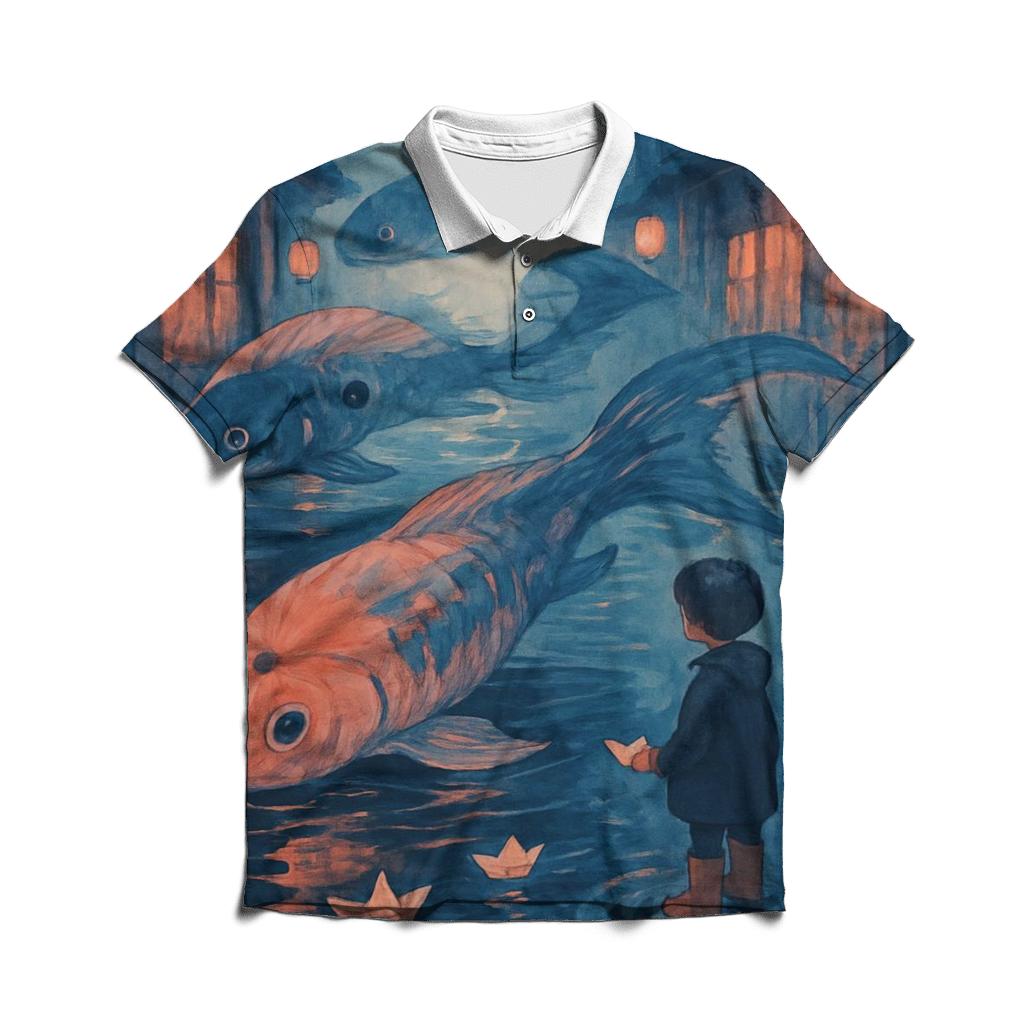 Paper Umbrella Koi designer slim fit polos