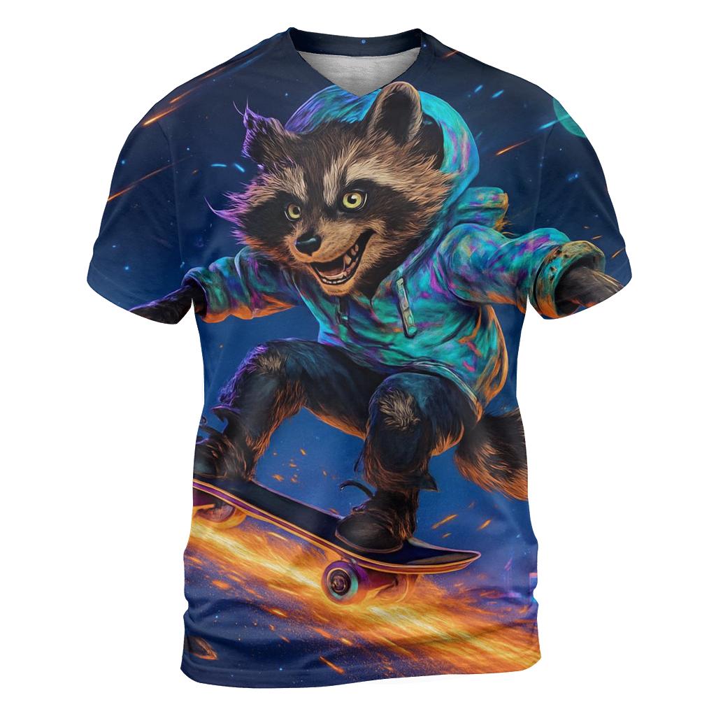 Celestial Skate Raccoon custom all-over print shirts