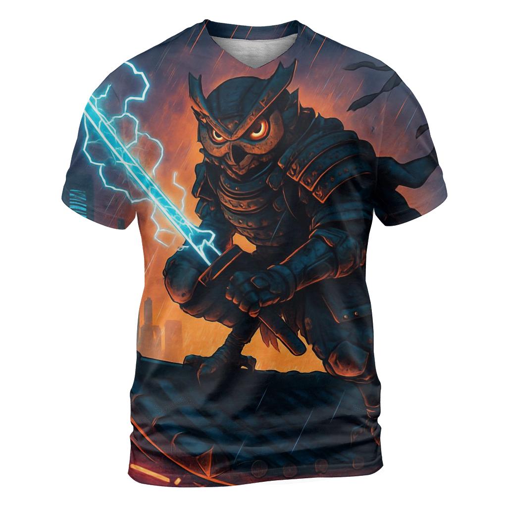 Voltage Samurai Owl statement graphic shirts