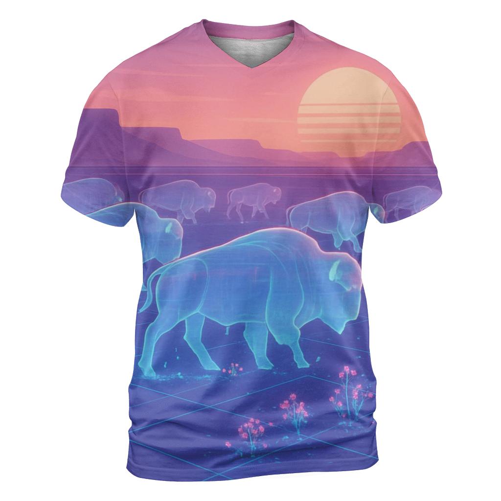 Hologram Bison Caravan creative print fashion shirts