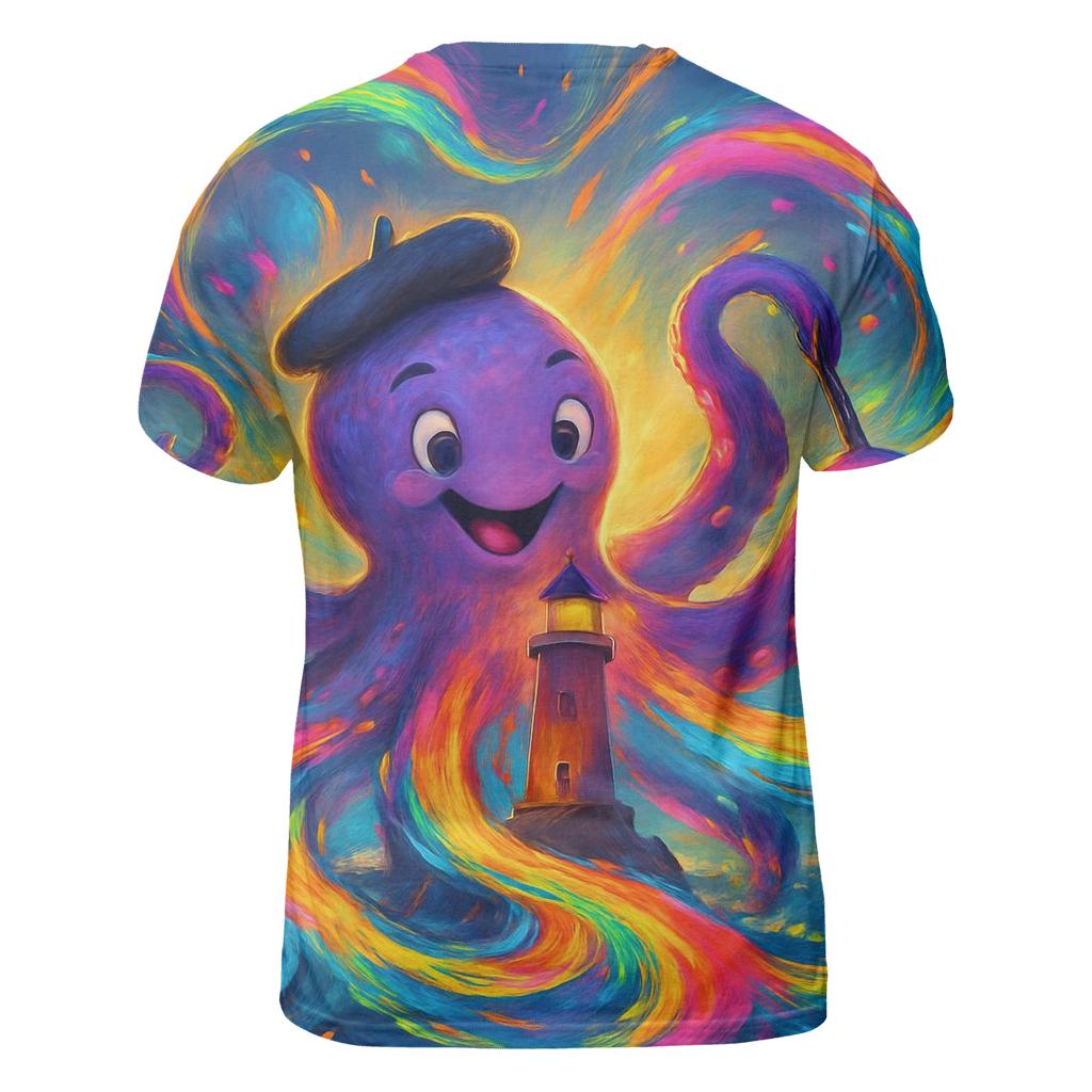 Polychrome Lighthouse Kraken creative print fashion shirts