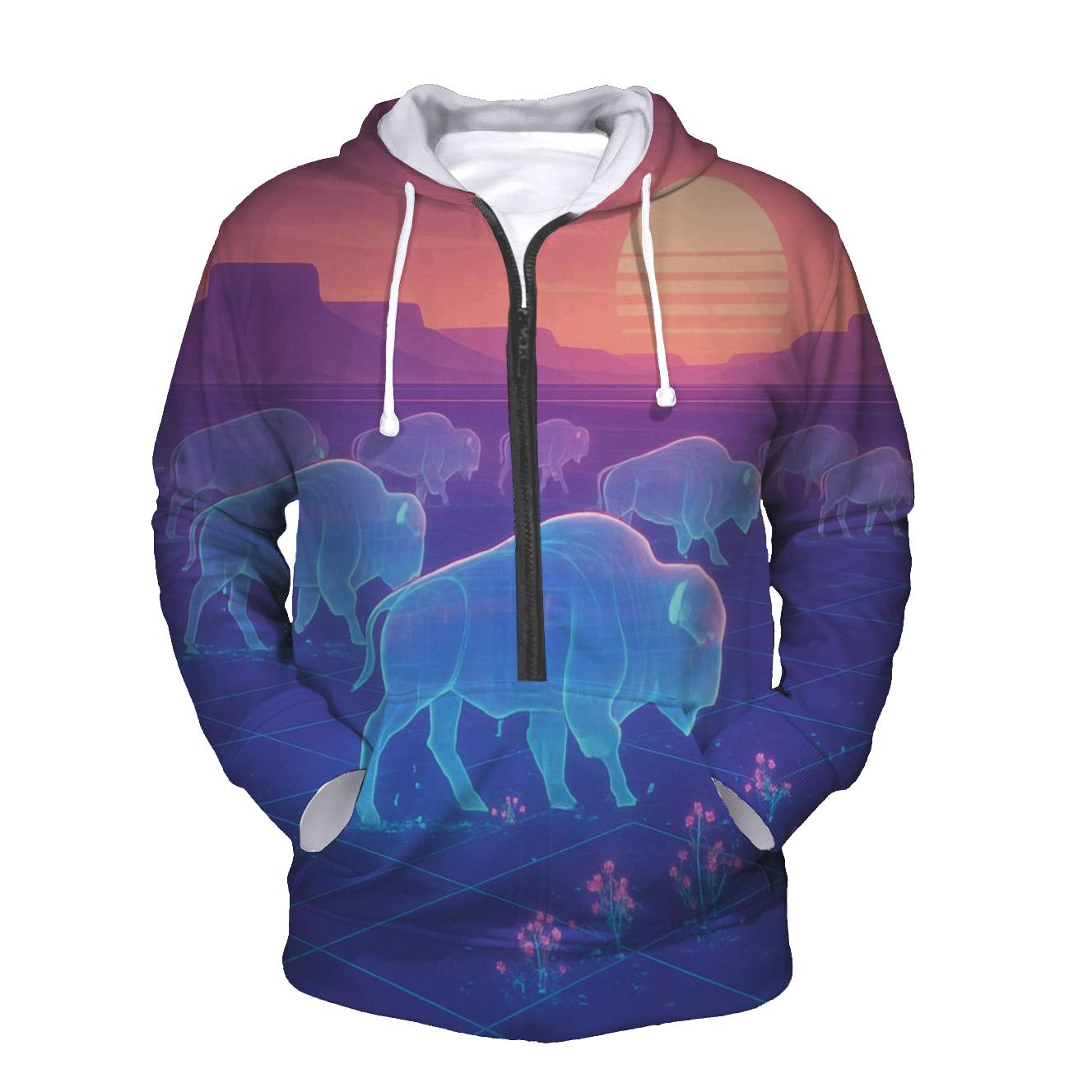 Hologram Bison Caravan pullover hoodies
