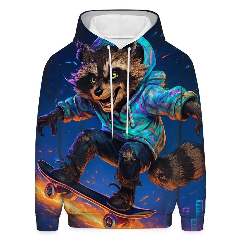 Celestial Skate Raccoon designer hoodies