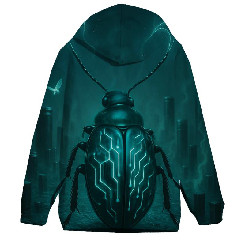 Circuitboard Monarch Beetle embroidered hoodies