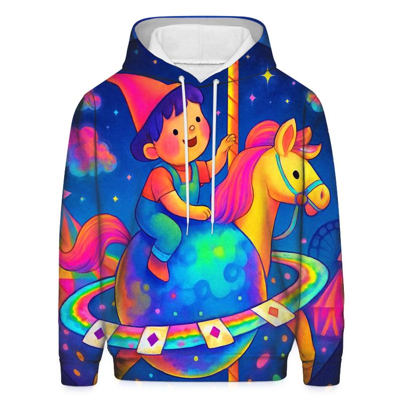 Cosmic Carousel Rider embroidered hoodies