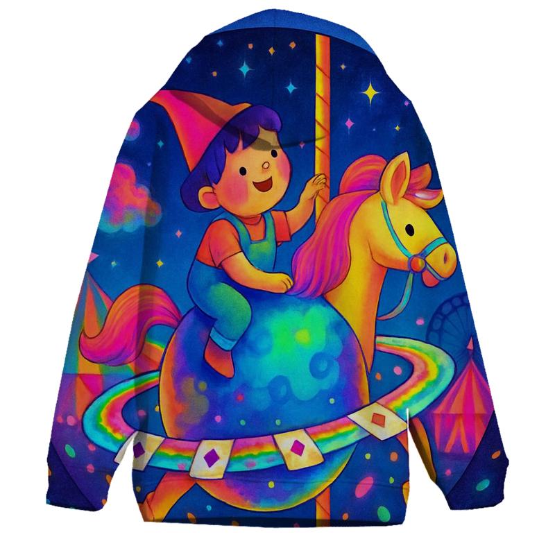Cosmic Carousel Rider embroidered hoodies