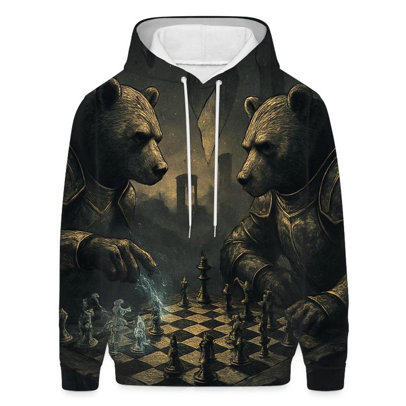 Mirrored Chessbear Duel graphic hoodies