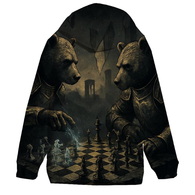 Mirrored Chessbear Duel graphic hoodies
