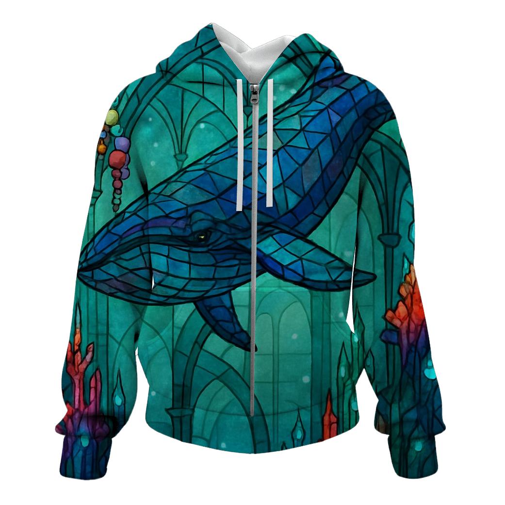 Chromatic Reef Whale zip-up hoodies