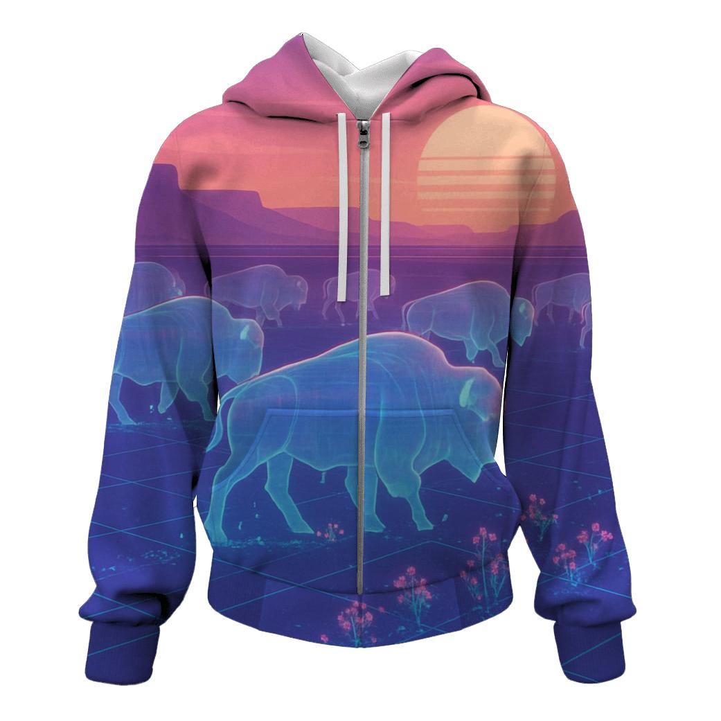 Hologram Bison Caravan zip-up hoodies