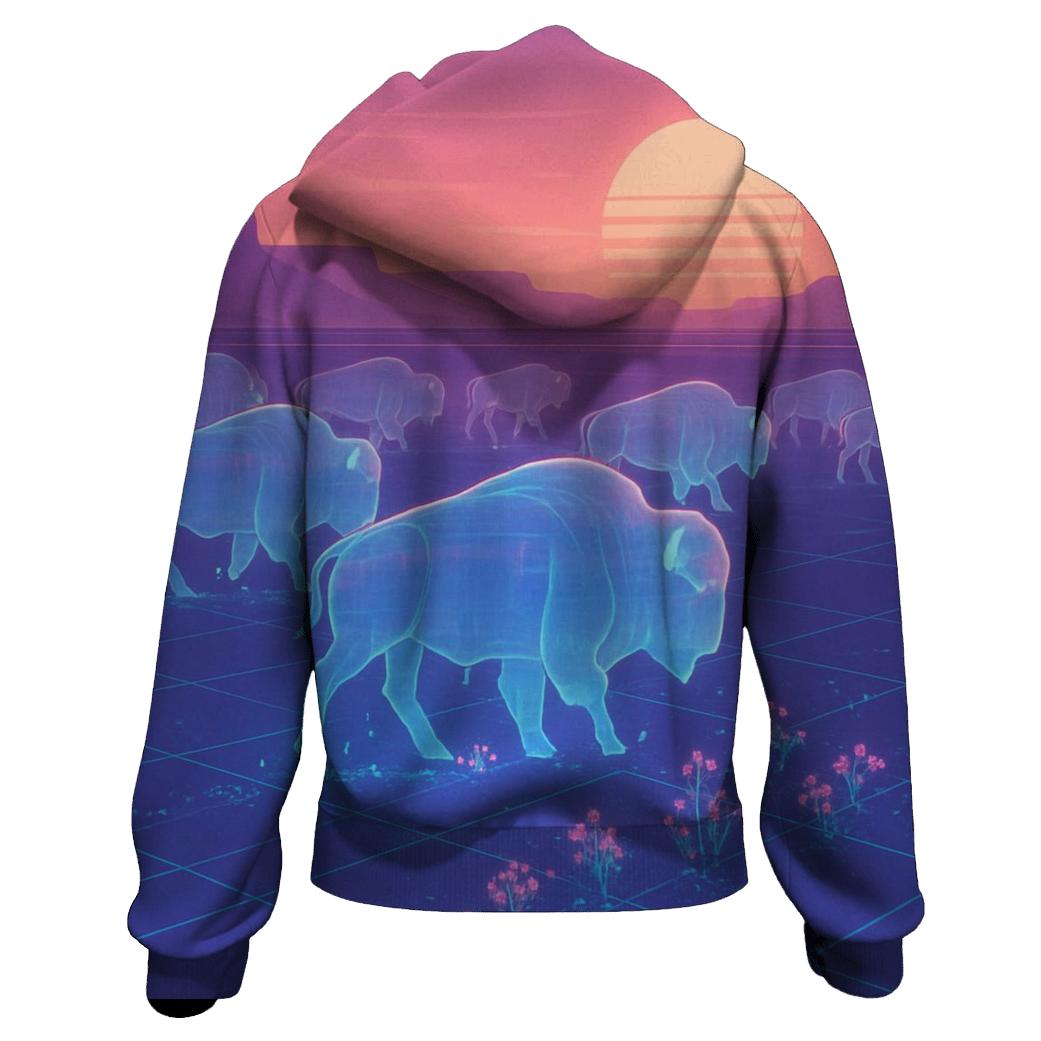 Hologram Bison Caravan zip-up hoodies
