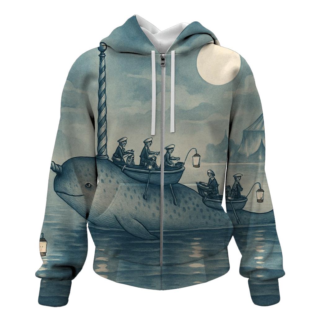 Moonlit Carousel Narwhal lightweight hoodies