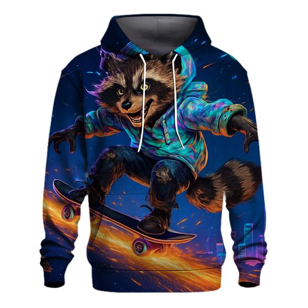 Celestial Skate Raccoon pullover hoodies