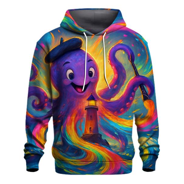 Polychrome Lighthouse Kraken embroidered hoodies