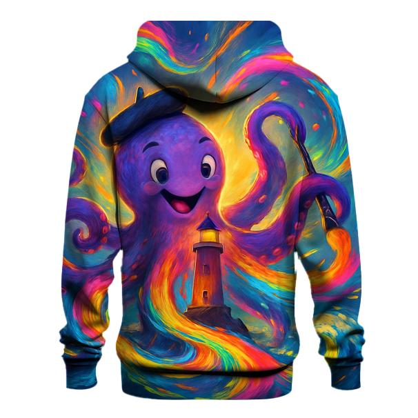 Polychrome Lighthouse Kraken embroidered hoodies