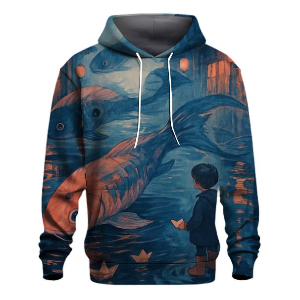 Paper Umbrella Koi embroidered hoodies