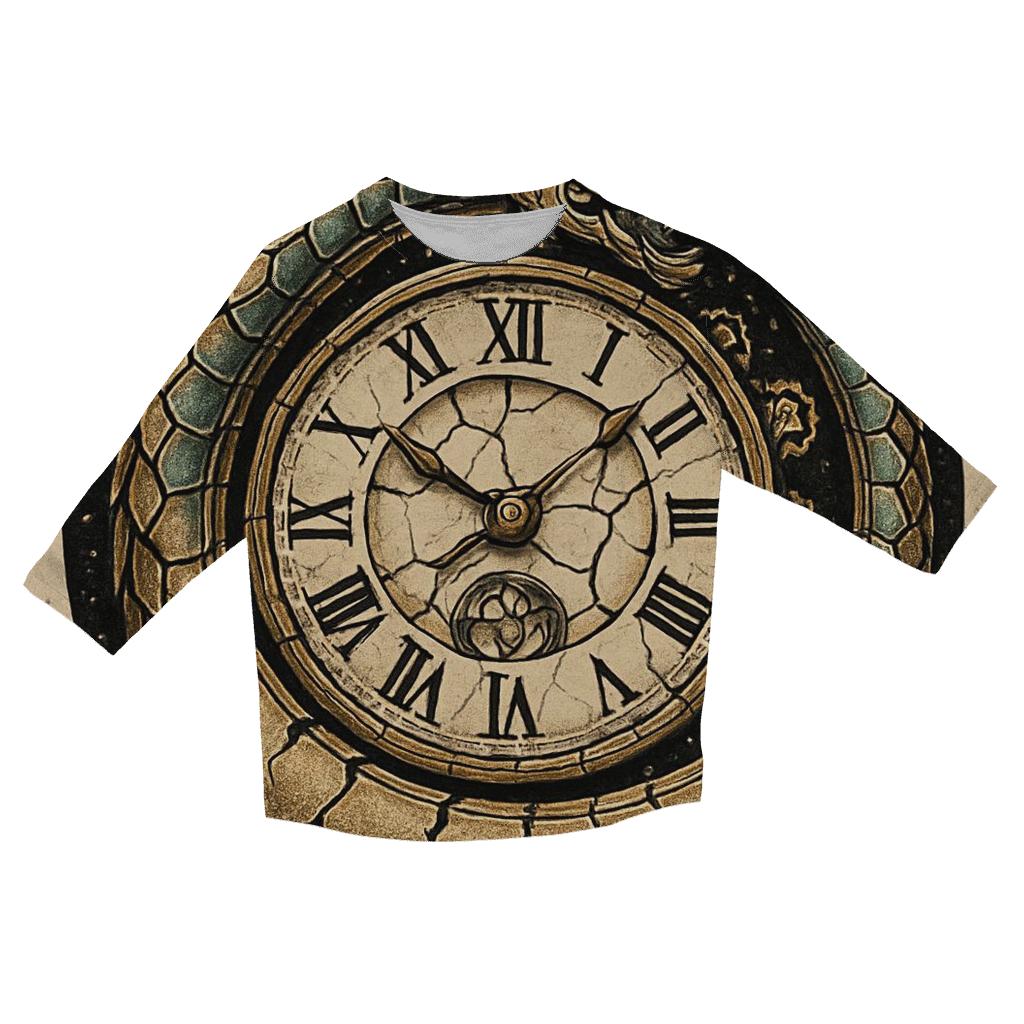 Clockwork Serpent Ouroboros printed three quarter sleeve shirts
