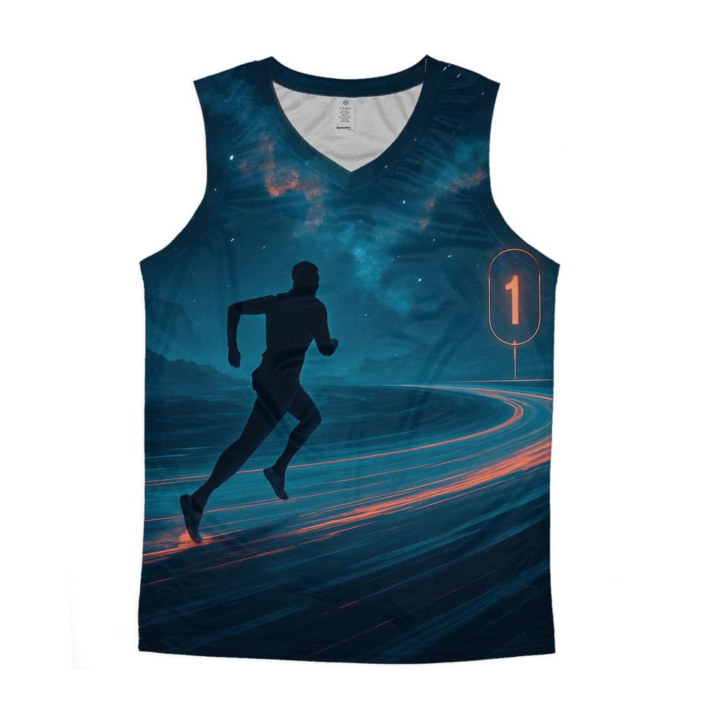 Cosmic Marathon graphic print tank tops