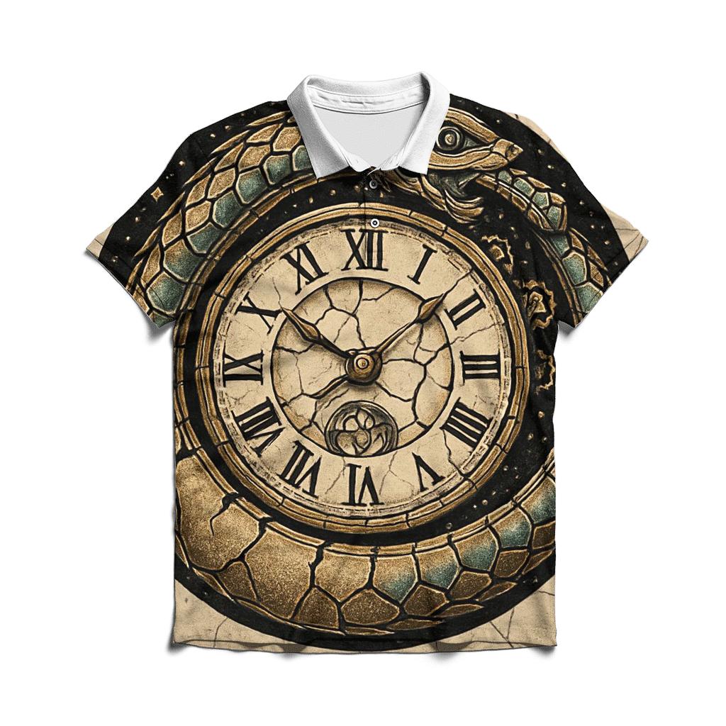 Clockwork Serpent Ouroboros embroidered polo tops