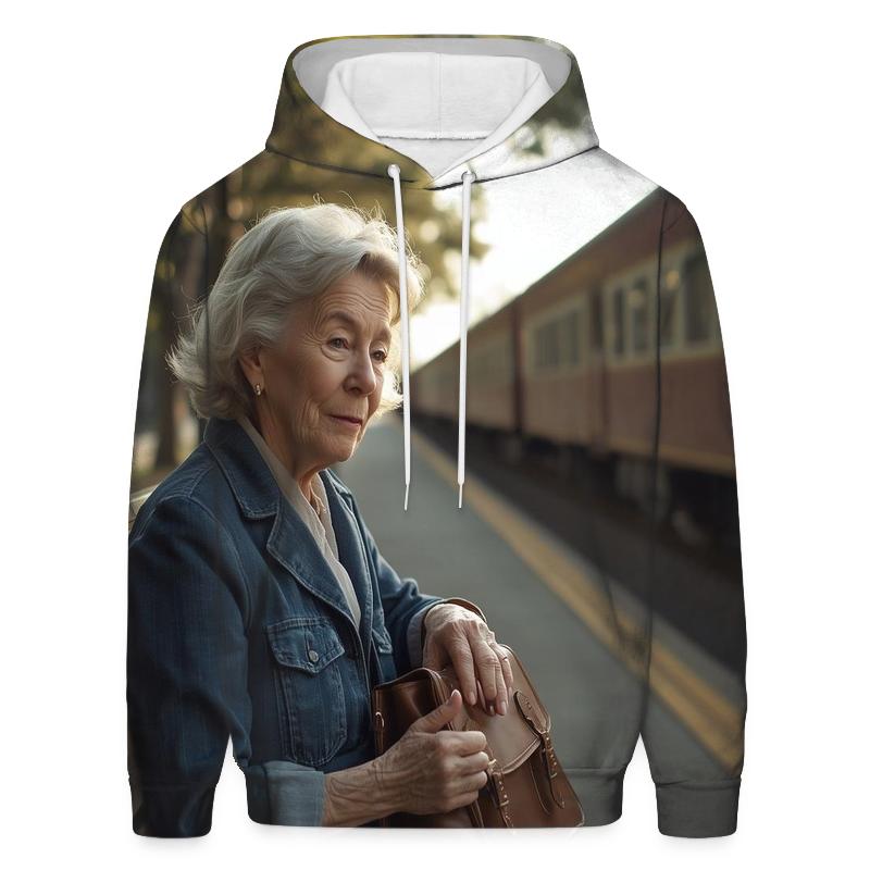 Polly Holliday On Southern Train Platform embroidered hoodies
