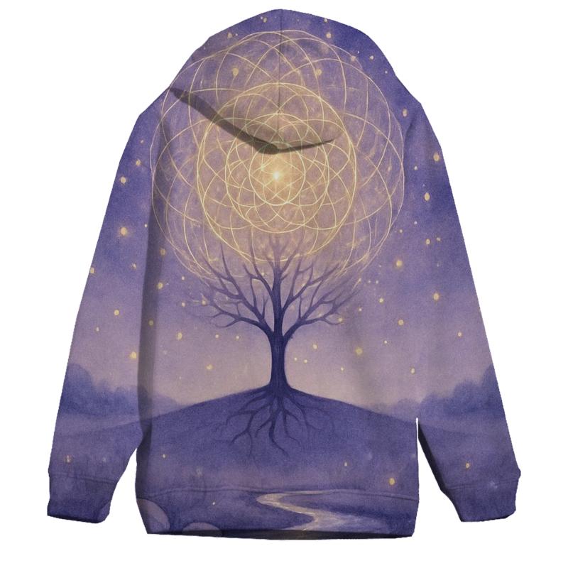 Celestial Tree Of Light embroidered hoodies