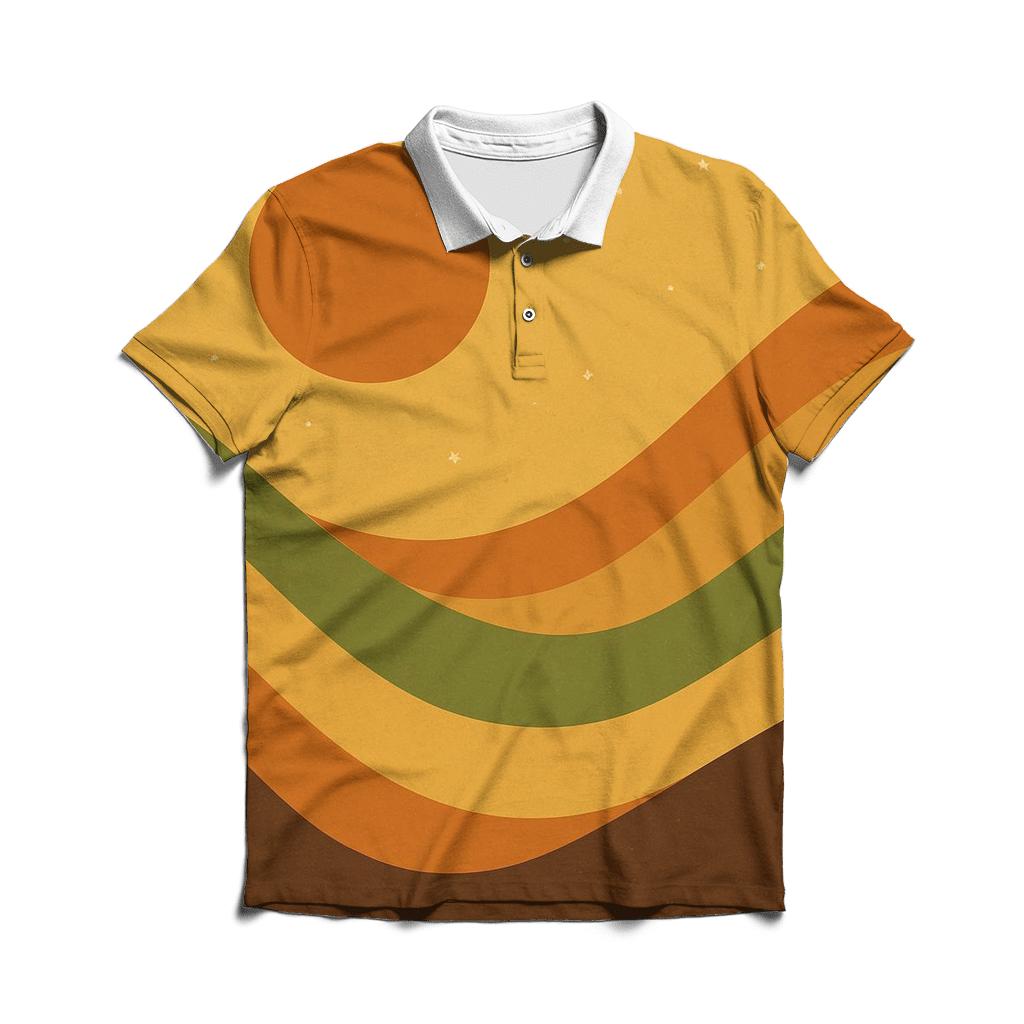 Sunset Groove Waves premium cotton polo shirts