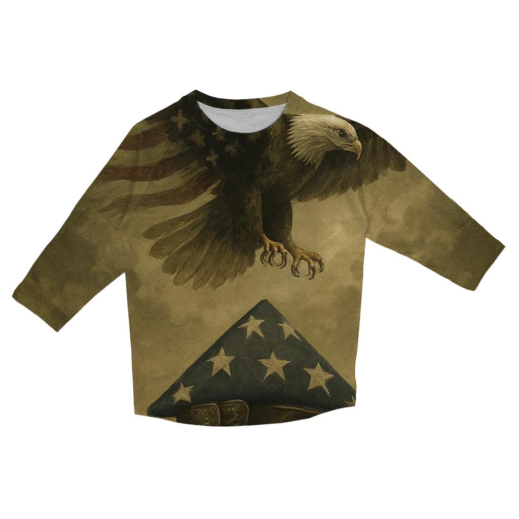 Eagle Over Crossroads casual three quarter sleeve shirts