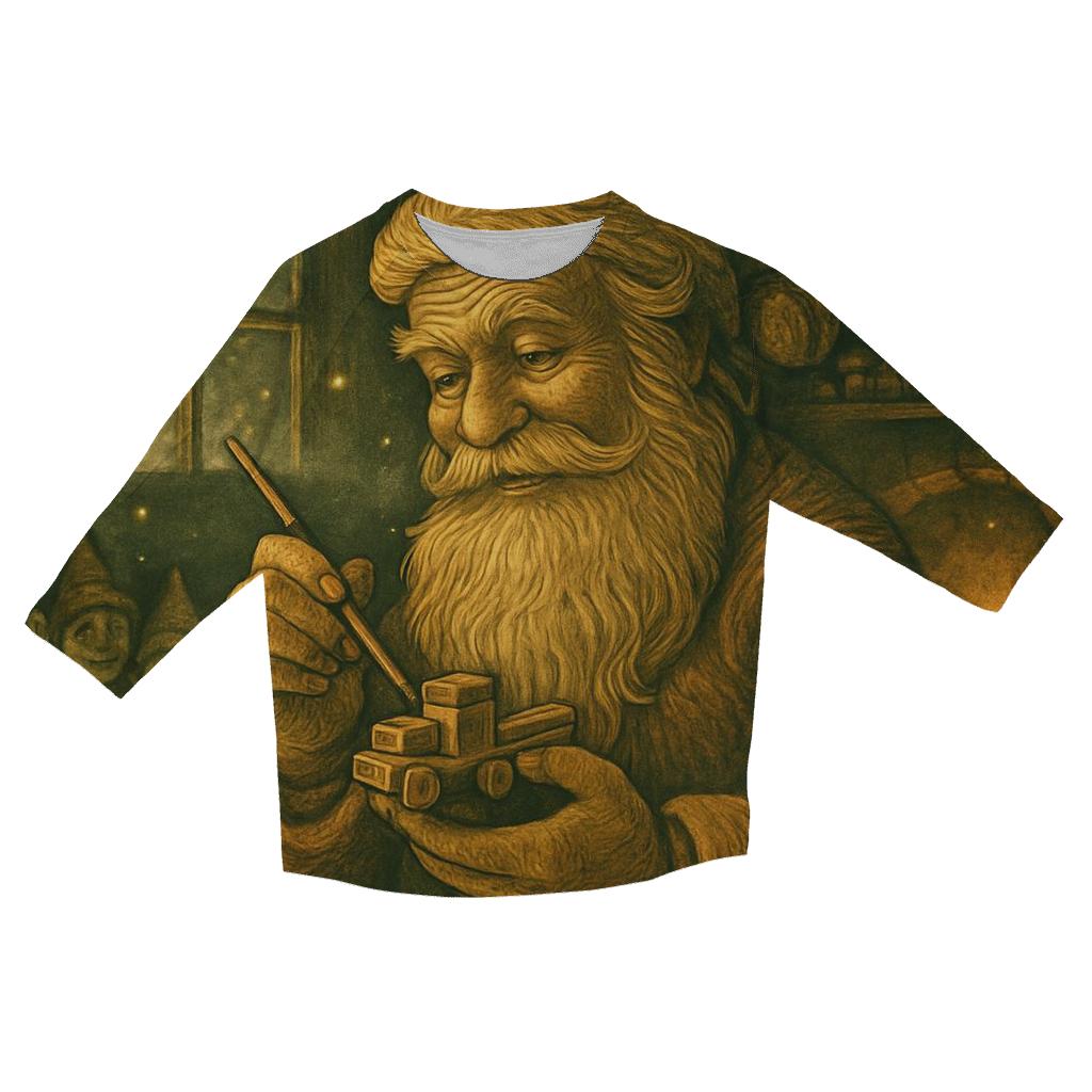 Woodland Workshop Santa printed three quarter sleeve shirts