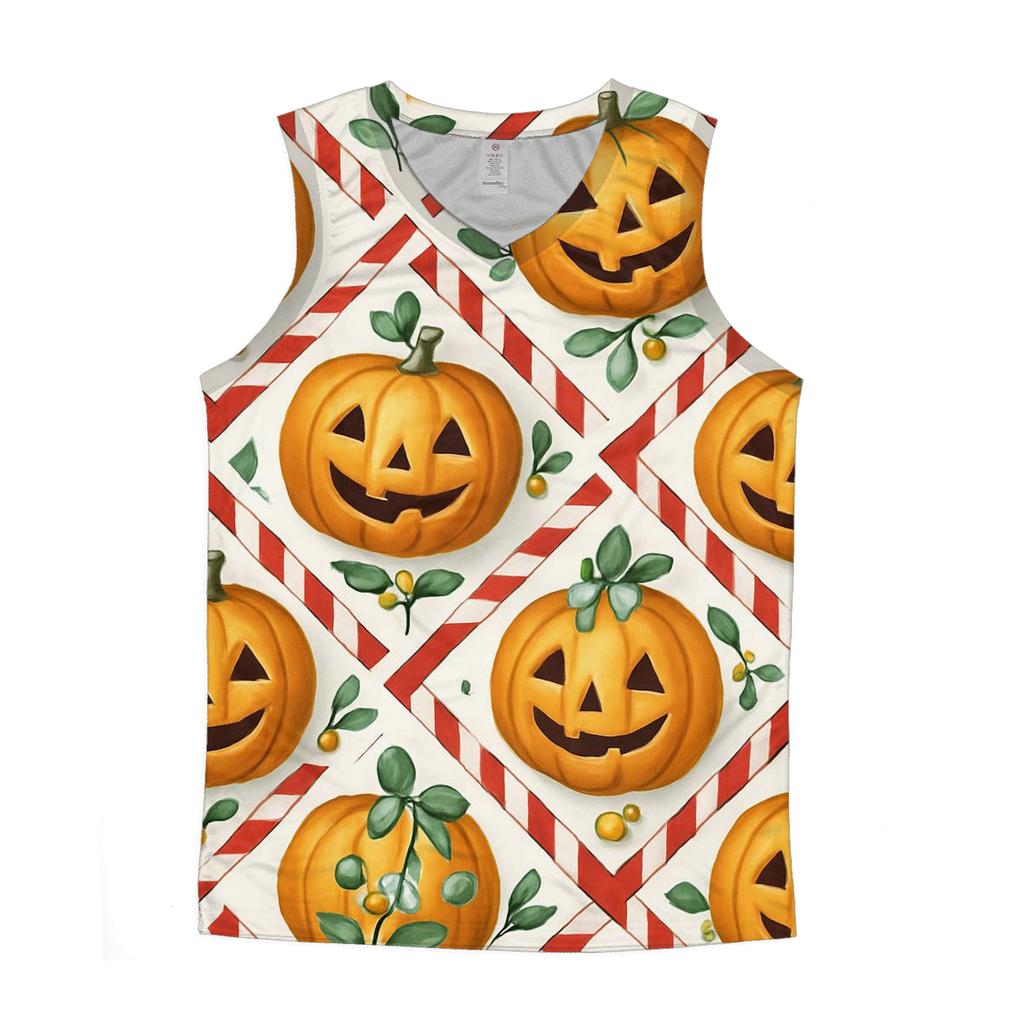 Candy Cane Pumpkin Lattice On Snow White custom tank tops