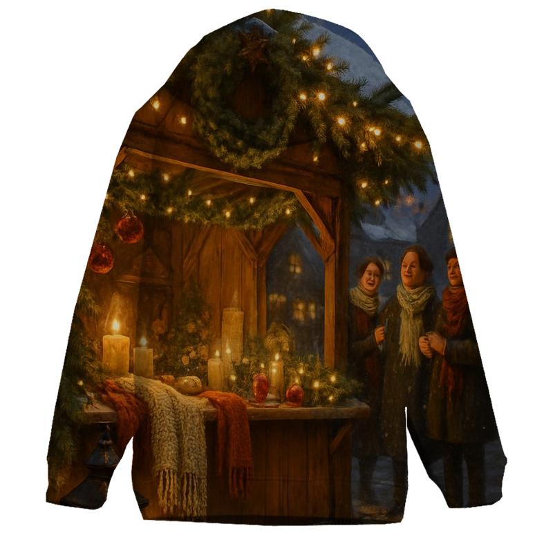 Wreaths And Winter Lanterns zip-up hoodies