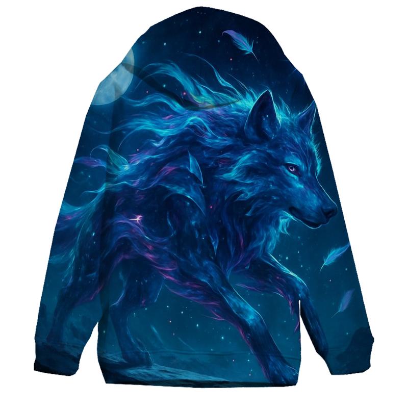 Nebula Trail Wolf printed hoodies