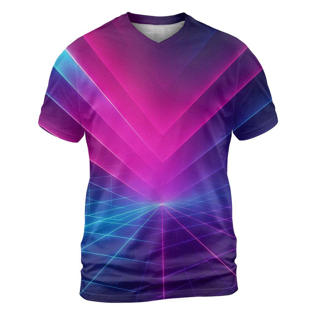 Neon Vector Horizon artistic all-over print tops