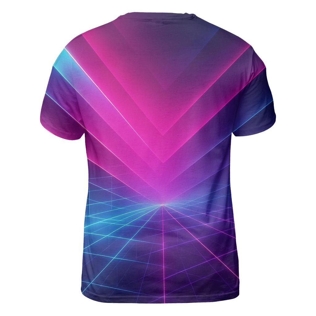 Neon Vector Horizon artistic all-over print tops