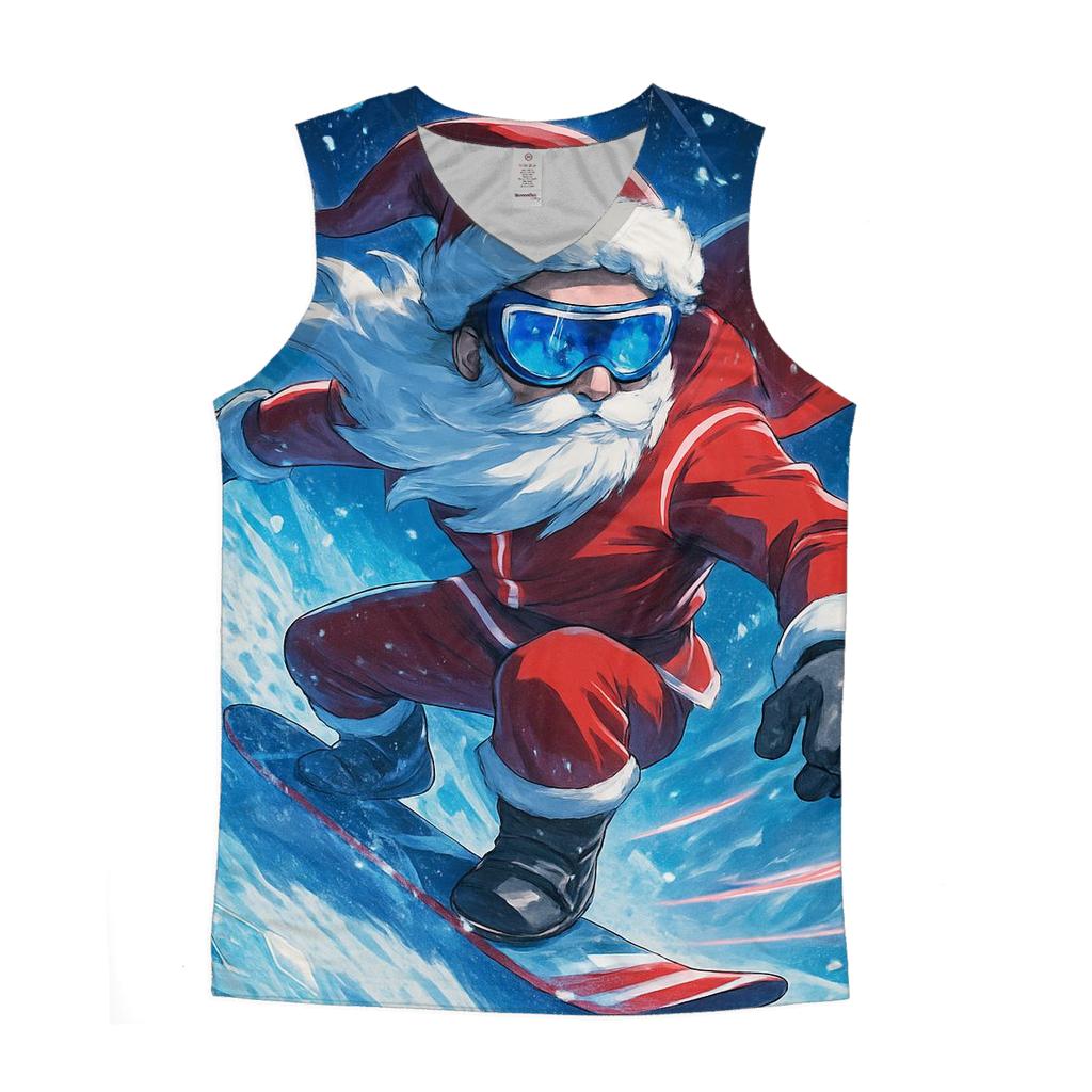 Frostbound Snowboarder Claus casual summer tank tops