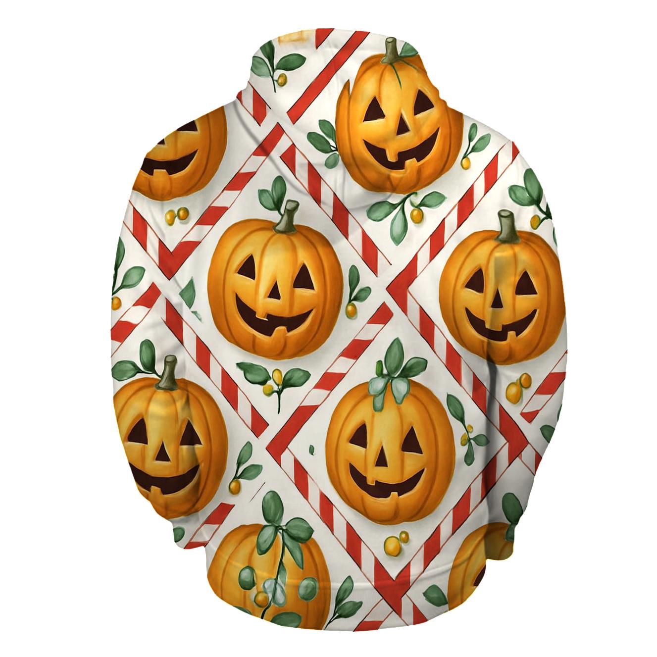 Candy Cane Pumpkin Lattice On Snow White heavyweight hoodies