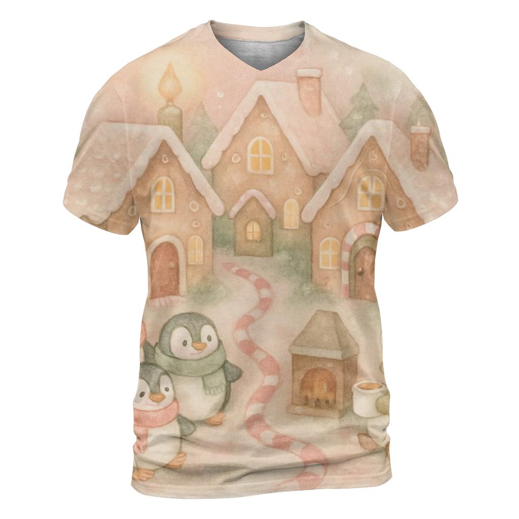 Gingerbread Cottage Sleepover trendy printed shirt styles