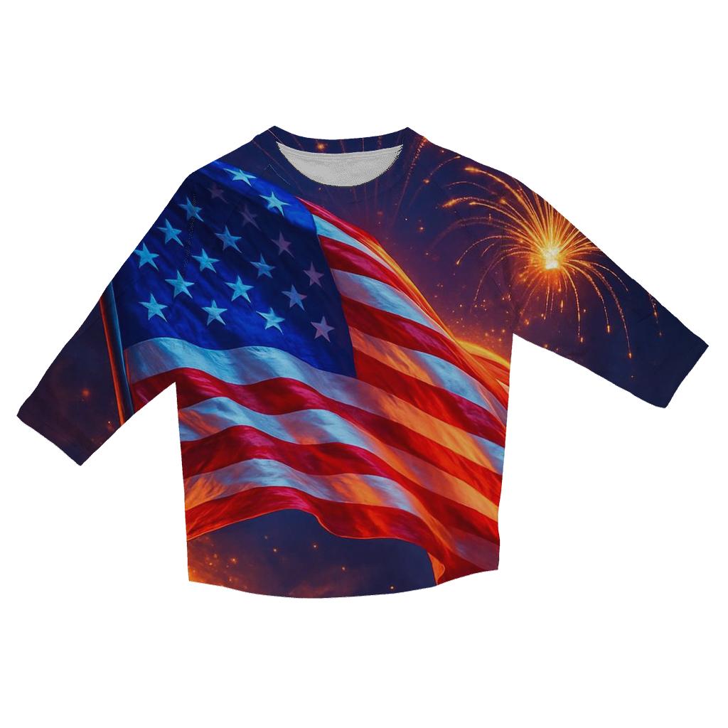 Firework Halo Flag designer 3/4 sleeve blouses