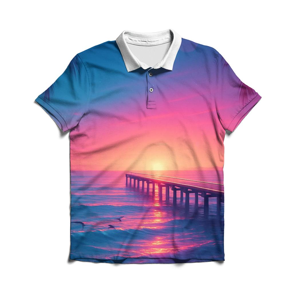Neon Pier Reverie branded logo polo shirts