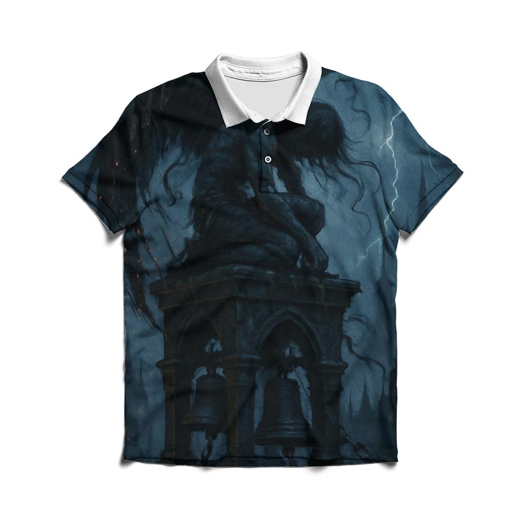 Fallen Angel Under Midnight Bells embroidered polo tops