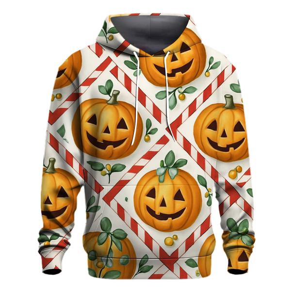 Candy Cane Pumpkin Lattice On Snow White zip-up hoodies